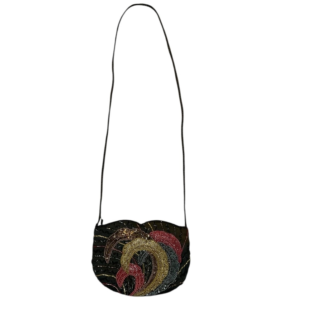 Elegant Black Beaded Shoulder Bag